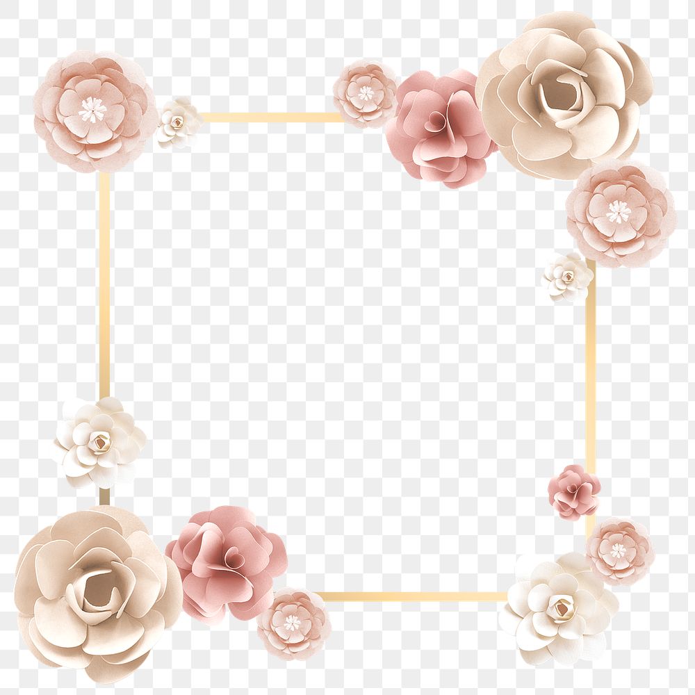 Floral square gold frame design | Free PNG - rawpixel