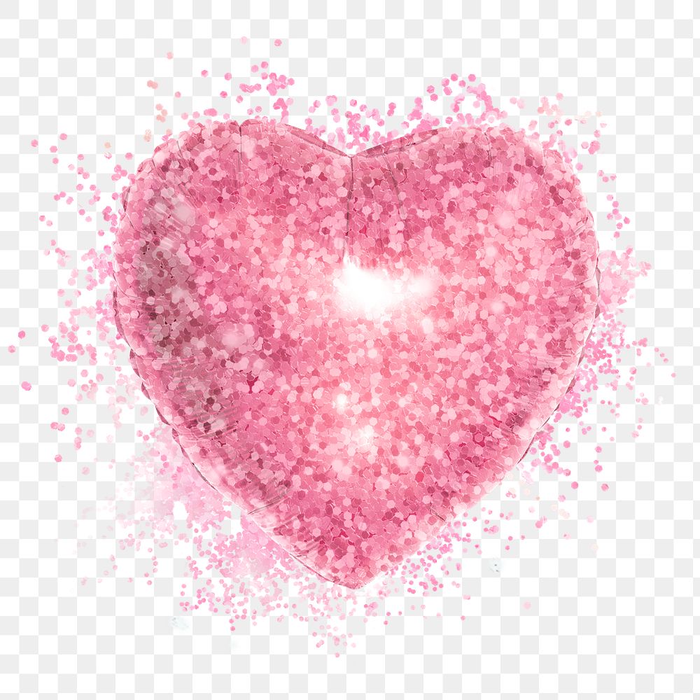 Glittery pink heart sticker overlay | Premium PNG Sticker - rawpixel