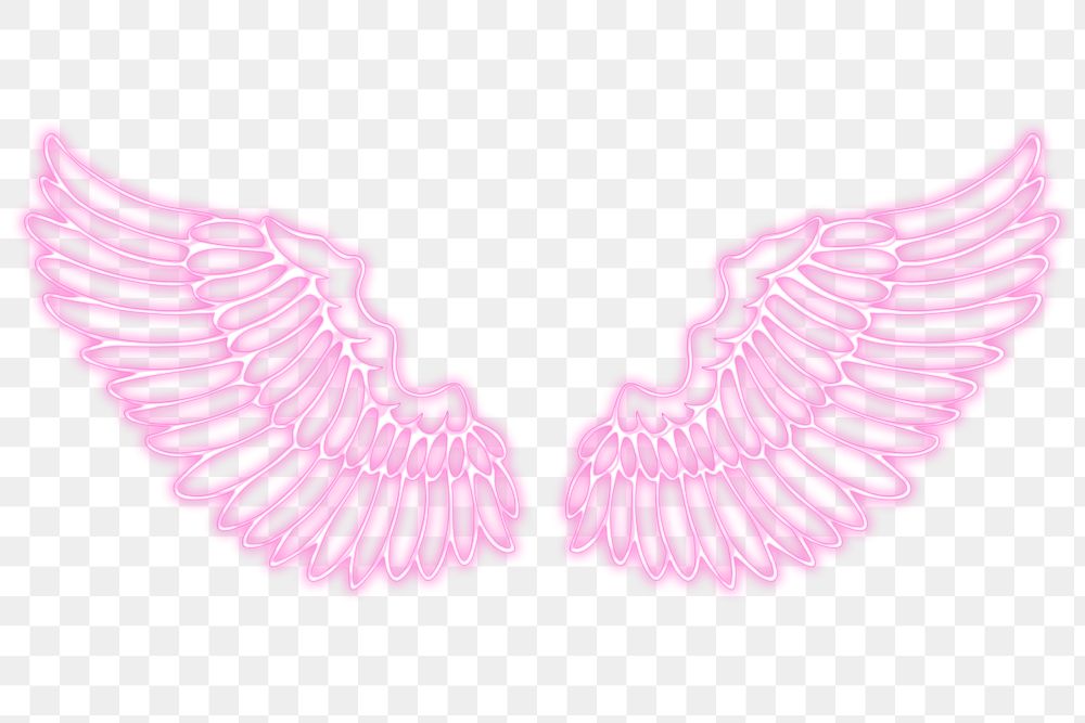 Neon pink wings outline sticker Free PNG Sticker rawpixel