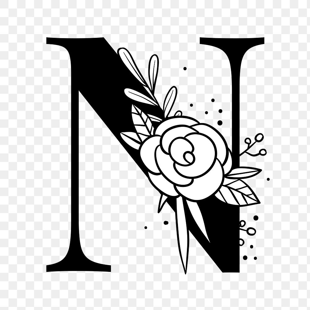 Floral Alphabet Font Letter N Images Free Vectors, PNGs, Mockups