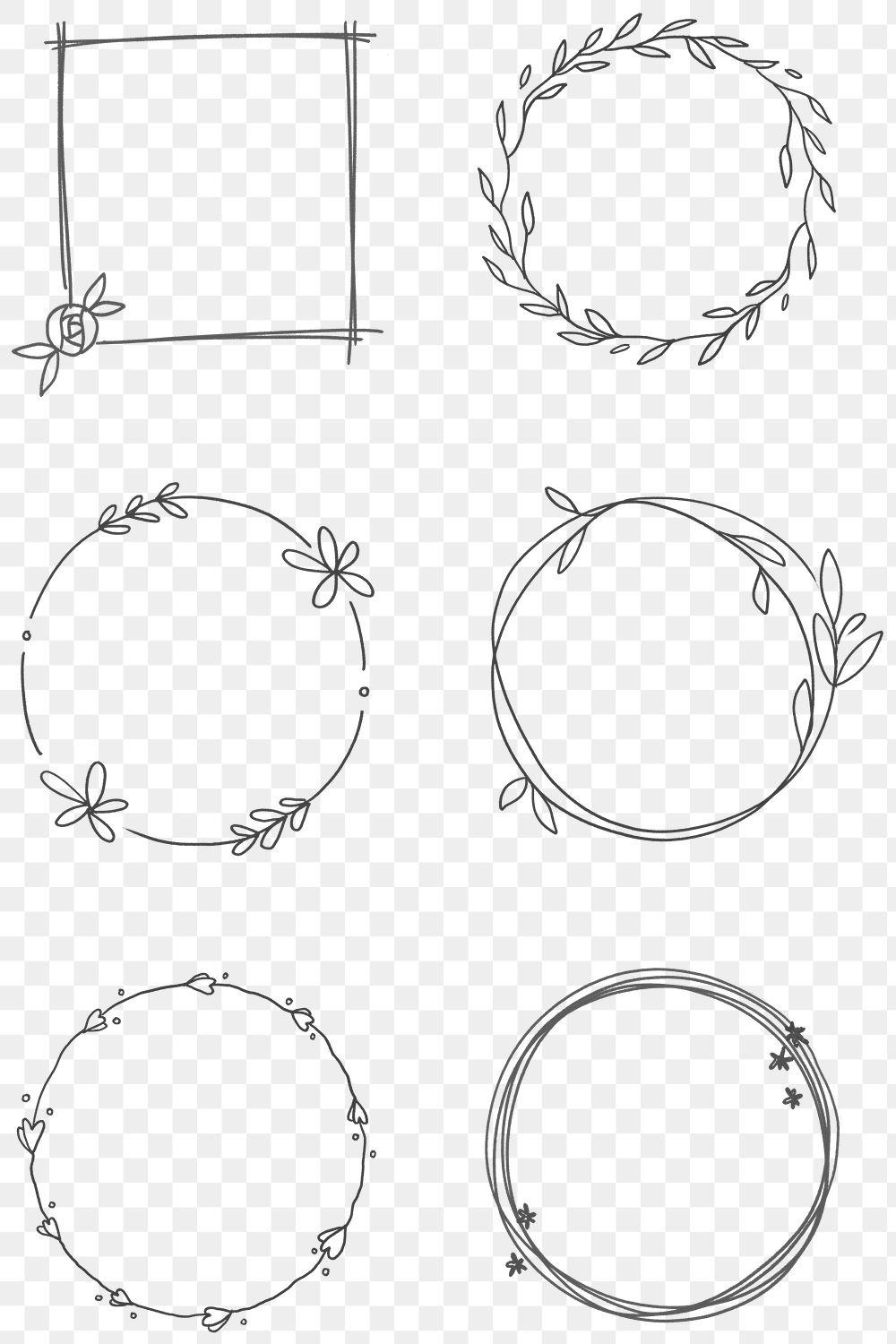 Minimal floral wreath set png | Free stock illustration | High ...