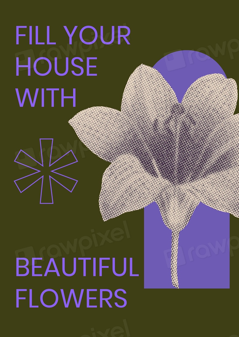 Flower quote poster template, halftone | Premium Editable Template