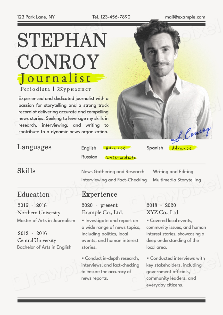 Journalist resume template, editable design | Premium Editable Template ...