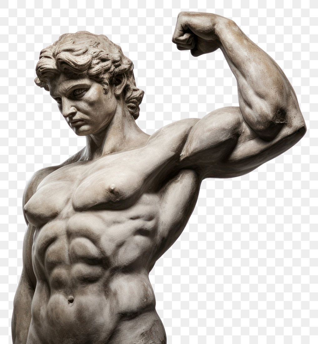 PNG Greek sculpture flexing muscle Premium PNG rawpixel