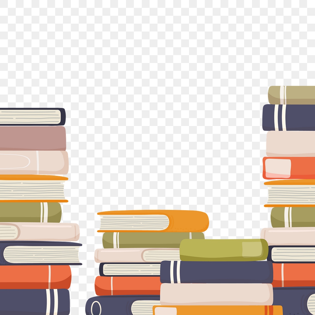 Book Stack Png Border, Cute 