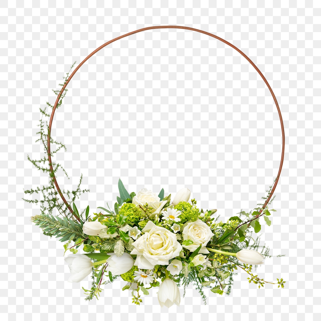 Png White Flower Round Frame, 