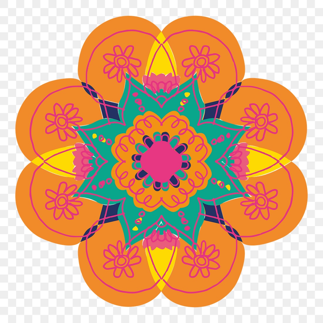 Colorful Indian rangoli design element | Premium PNG Sticker - rawpixel