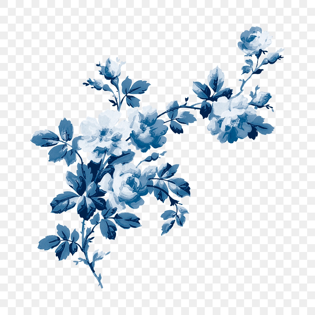 Aesthetic vintage png blue flower | Premium PNG - rawpixel