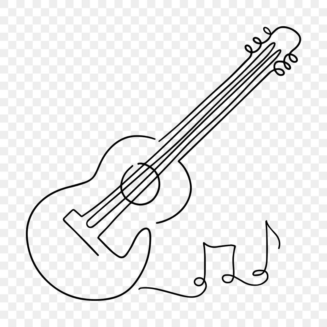 Acoustic guitar png, minimal line | Premium PNG - rawpixel