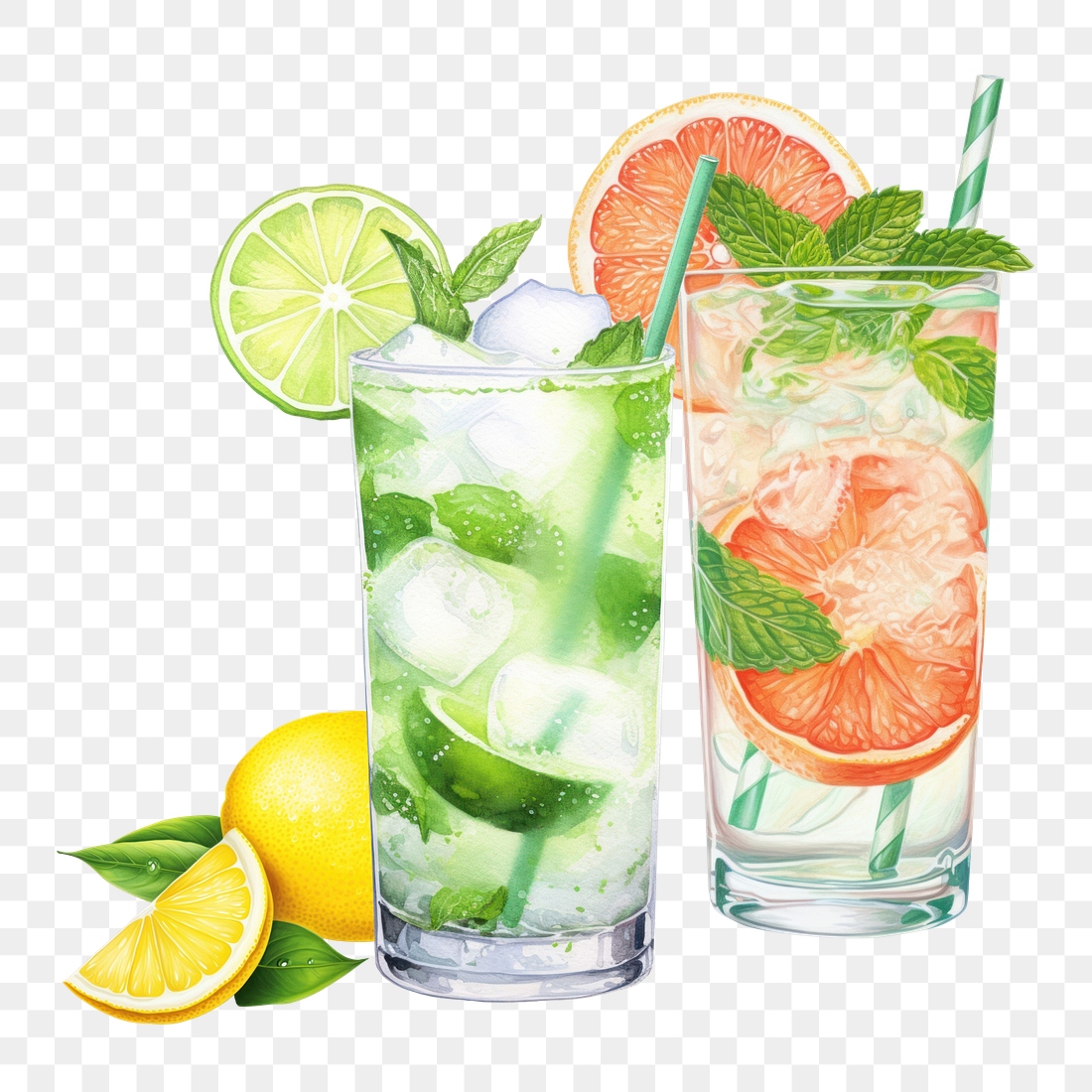 Summer cocktails png digital art | Premium PNG - rawpixel