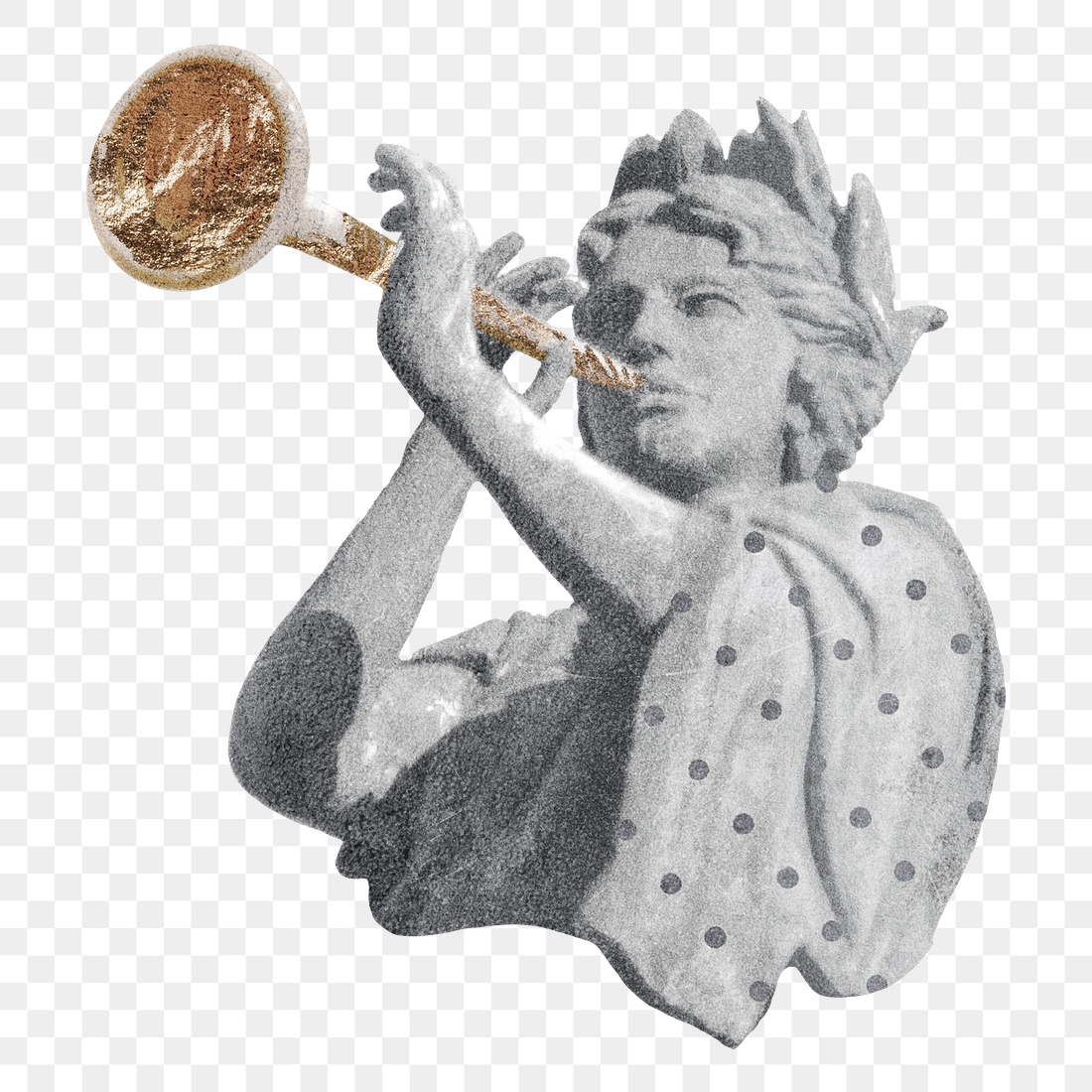 Sculpture blowing horn png sticker, Premium PNG rawpixel