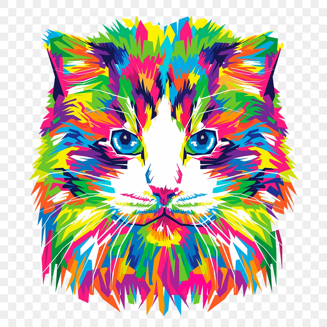 Colorful abstract cat, animal hand | Free PNG - rawpixel