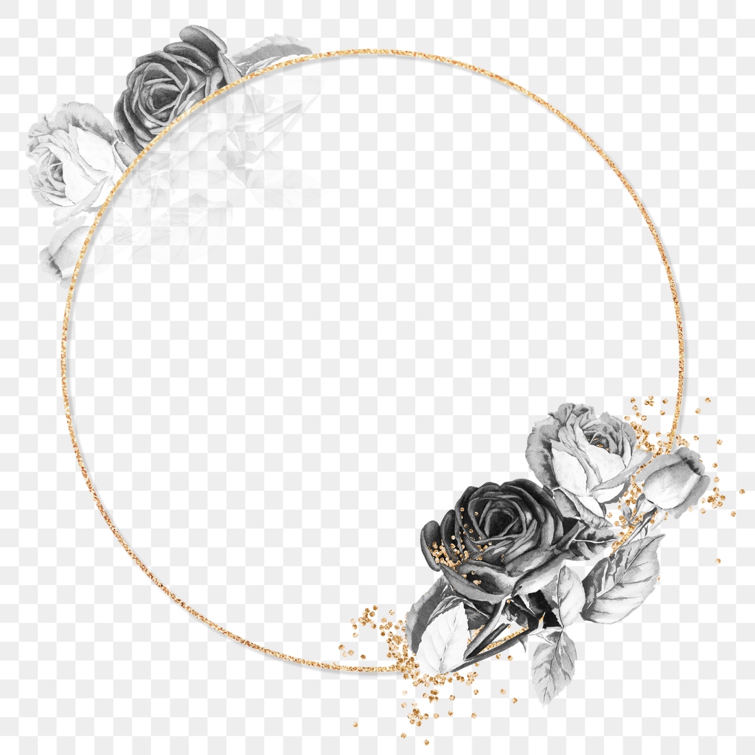 Gold frame black roses design | Premium PNG - rawpixel