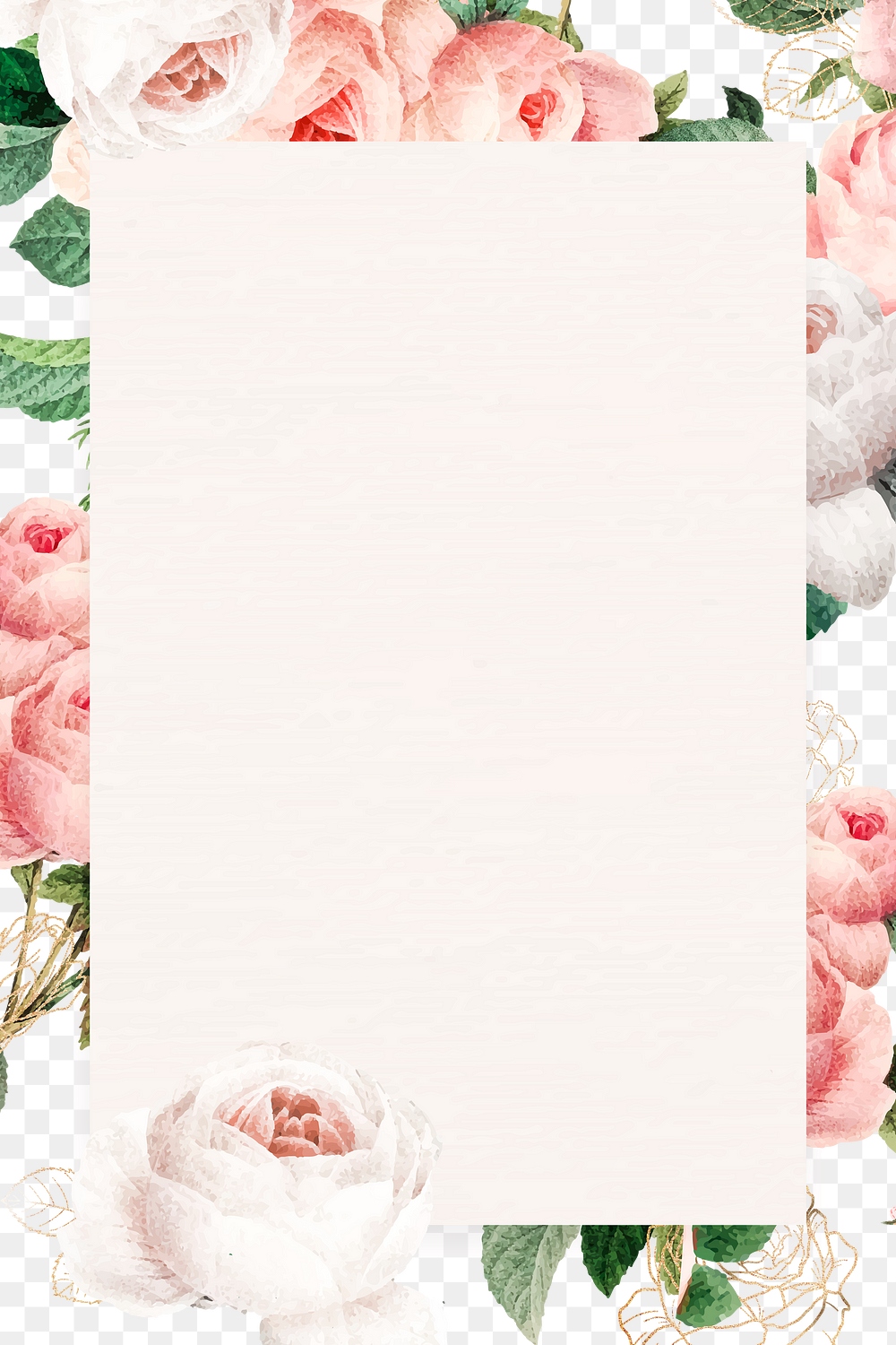 Pink cabbage rose rectangled frame | Premium PNG - rawpixel