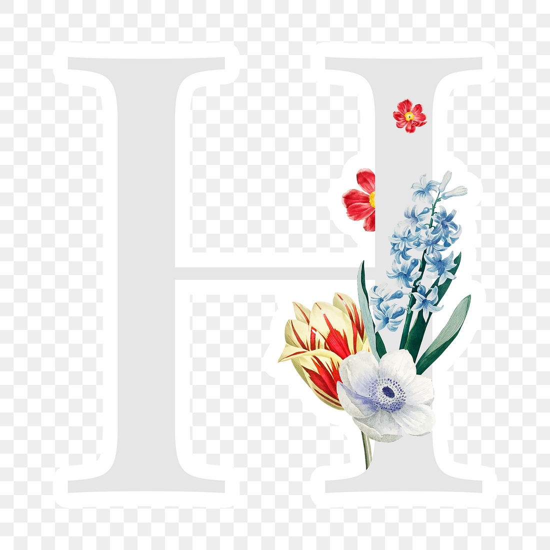 Flower decorated capital letter H | Premium PNG Sticker - rawpixel