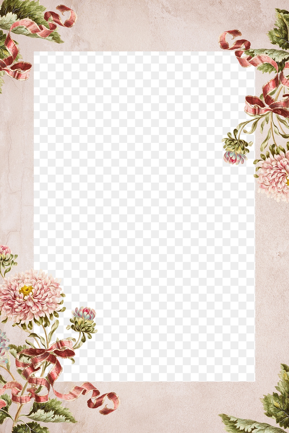 Vintage china aster flower with ribbon | Premium PNG - rawpixel