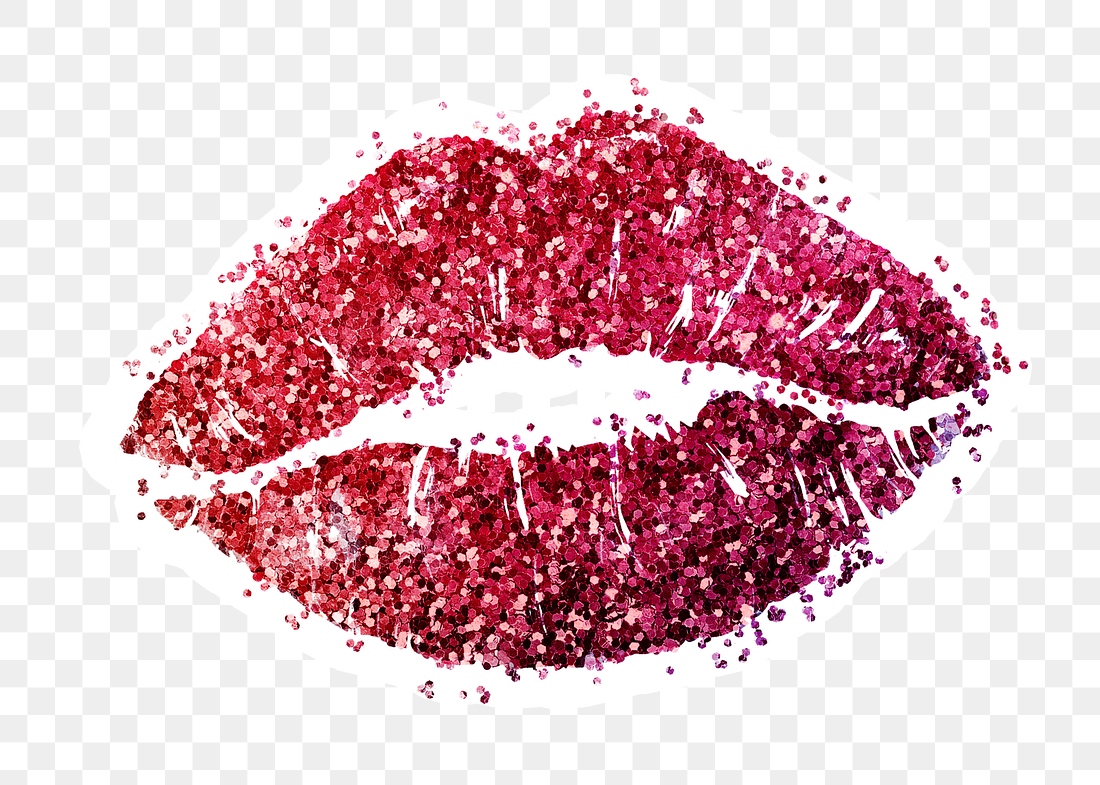 Glitter red lips sticker white | Premium PNG Sticker - rawpixel