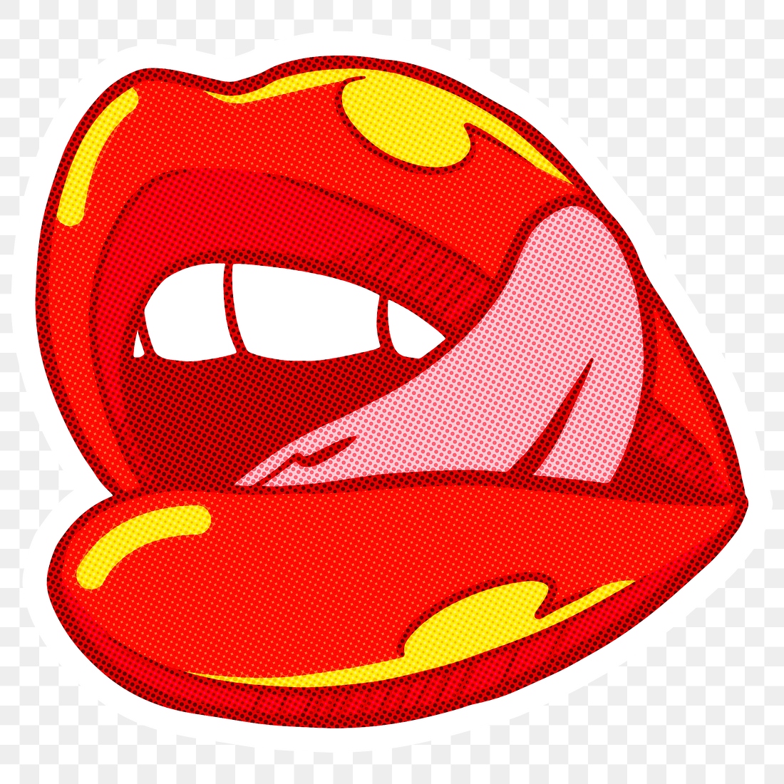 Lips tongue licking sticker white Premium PNG Sticker rawpixel
