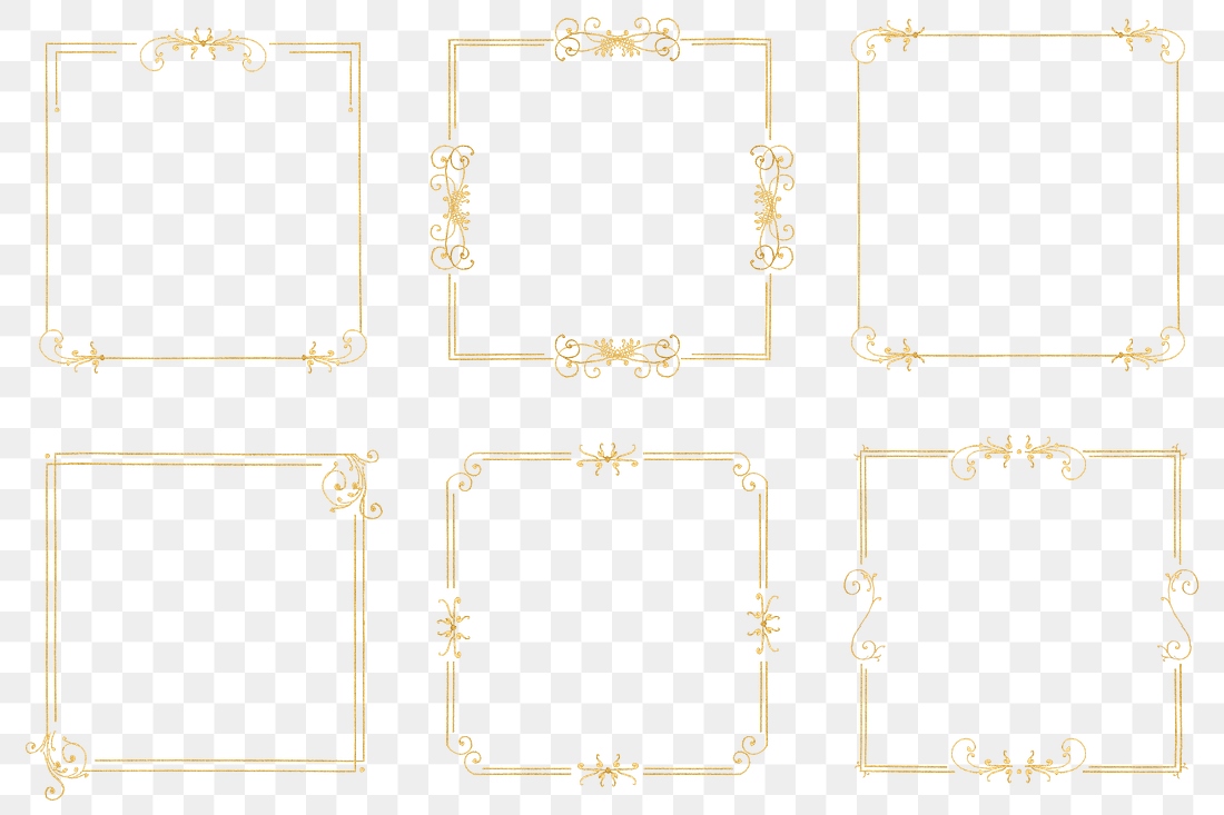 Gold filigree frame set png, | Premium PNG - rawpixel