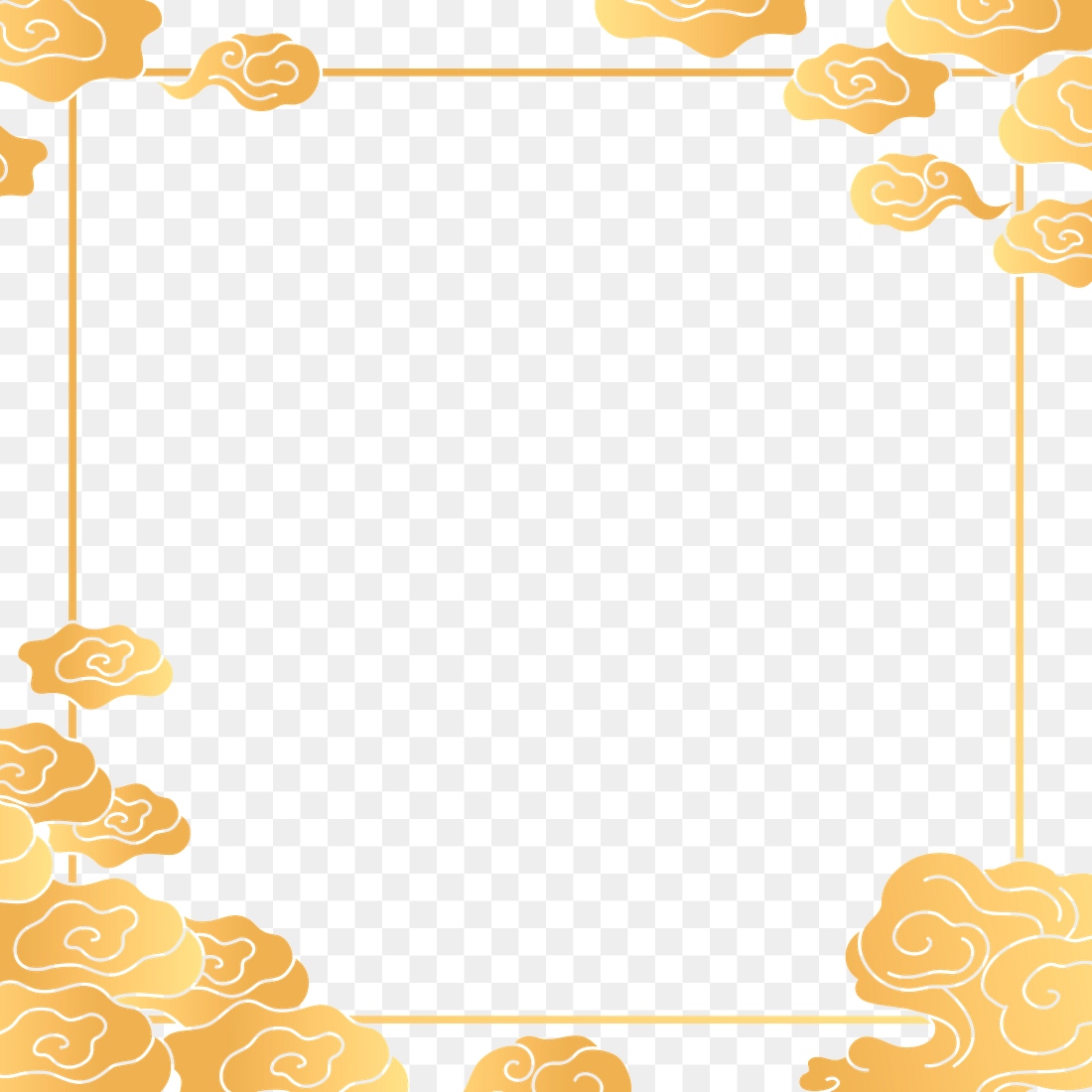 Gold frame png, Japanese cloud | Premium PNG - rawpixel