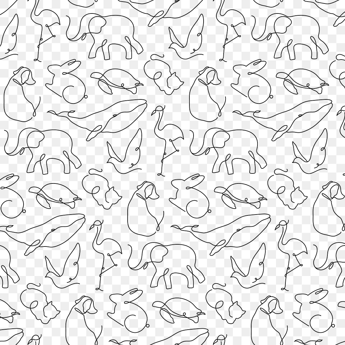 Animal seamless pattern png, line | Premium PNG - rawpixel