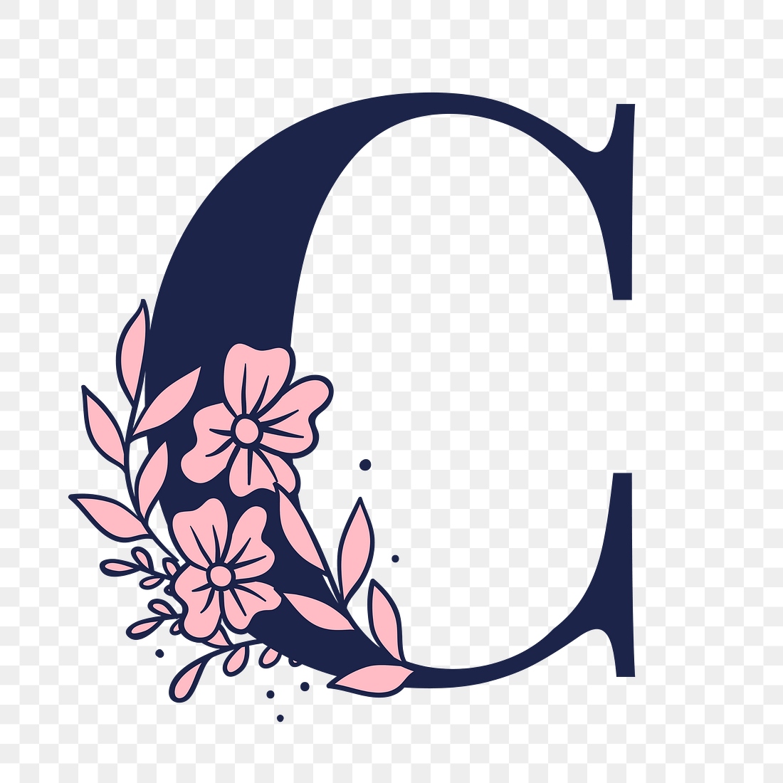 Letter C script png floral | Premium PNG Sticker - rawpixel