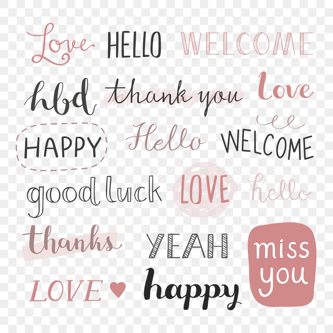 Cute png calligraphy stickers transparent | Premium PNG - rawpixel