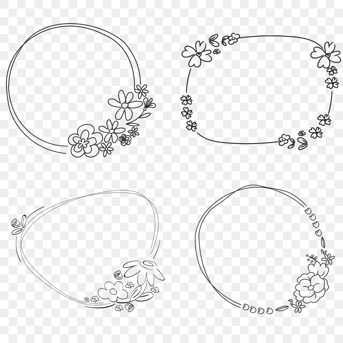 Cute doodle floral wreath transparent | Premium PNG - rawpixel