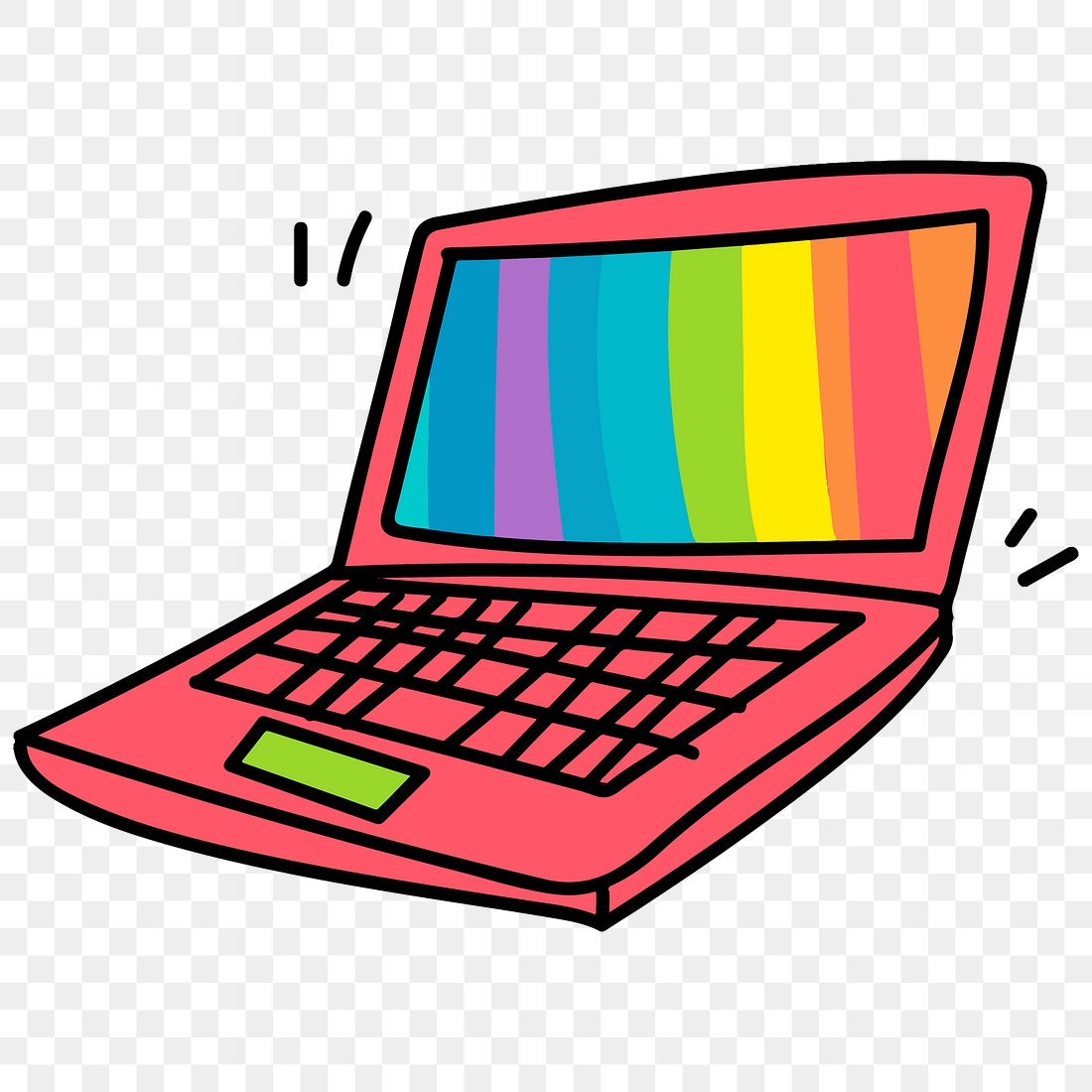 Red Laptop Illustrated Design Element 