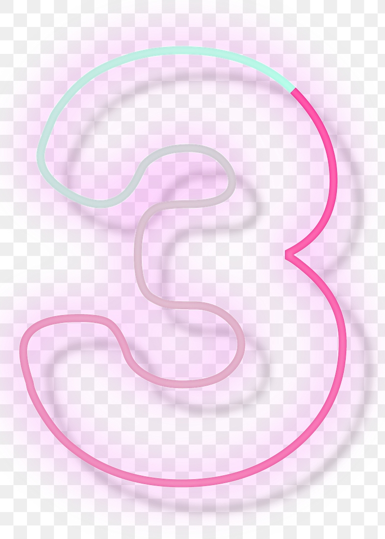 Pink neon glow number 3 | Premium PNG Sticker - rawpixel