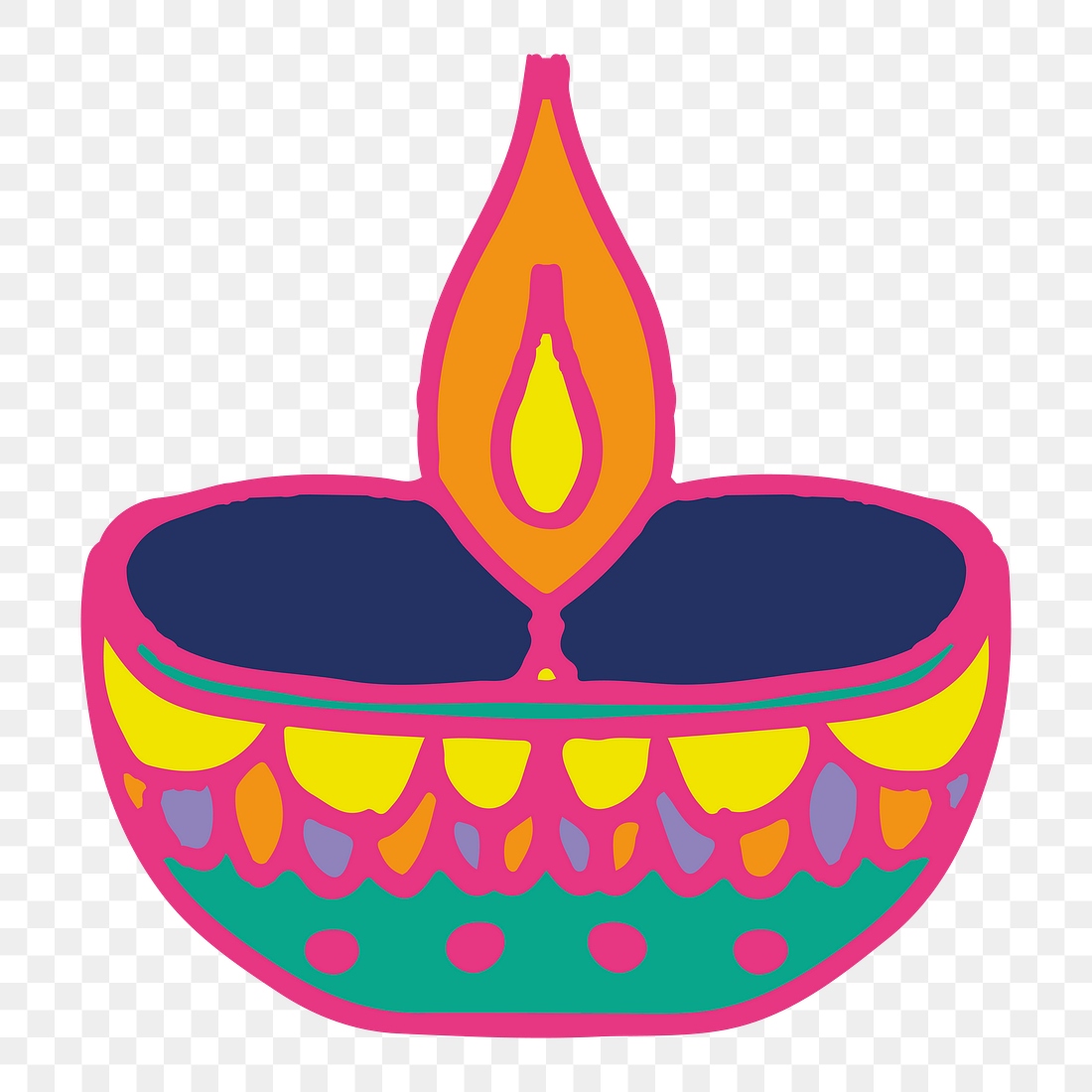 Indian png rangoli colorful candle | Premium PNG Sticker - rawpixel