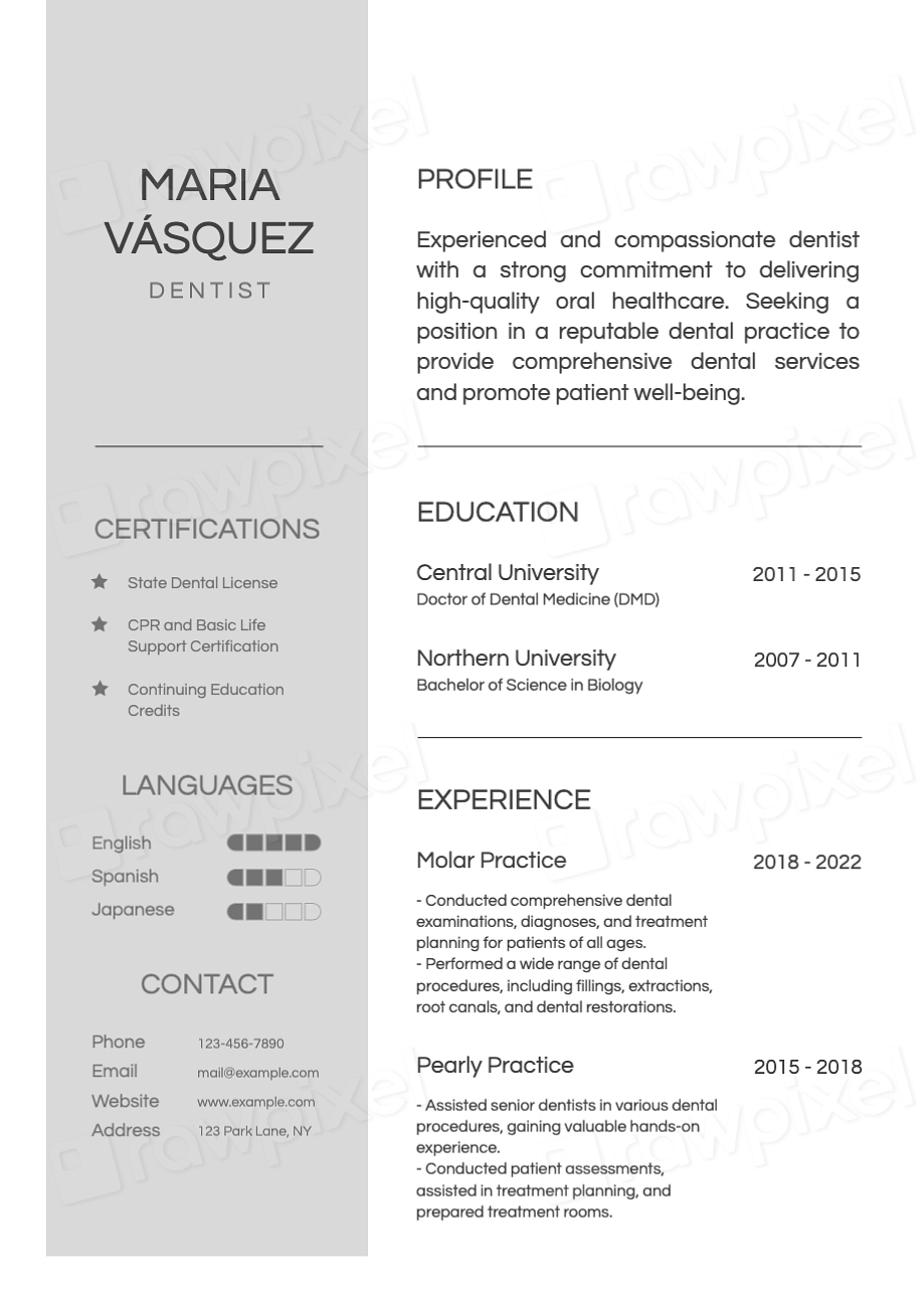 Dentist resume template editable design Premium Editable Template