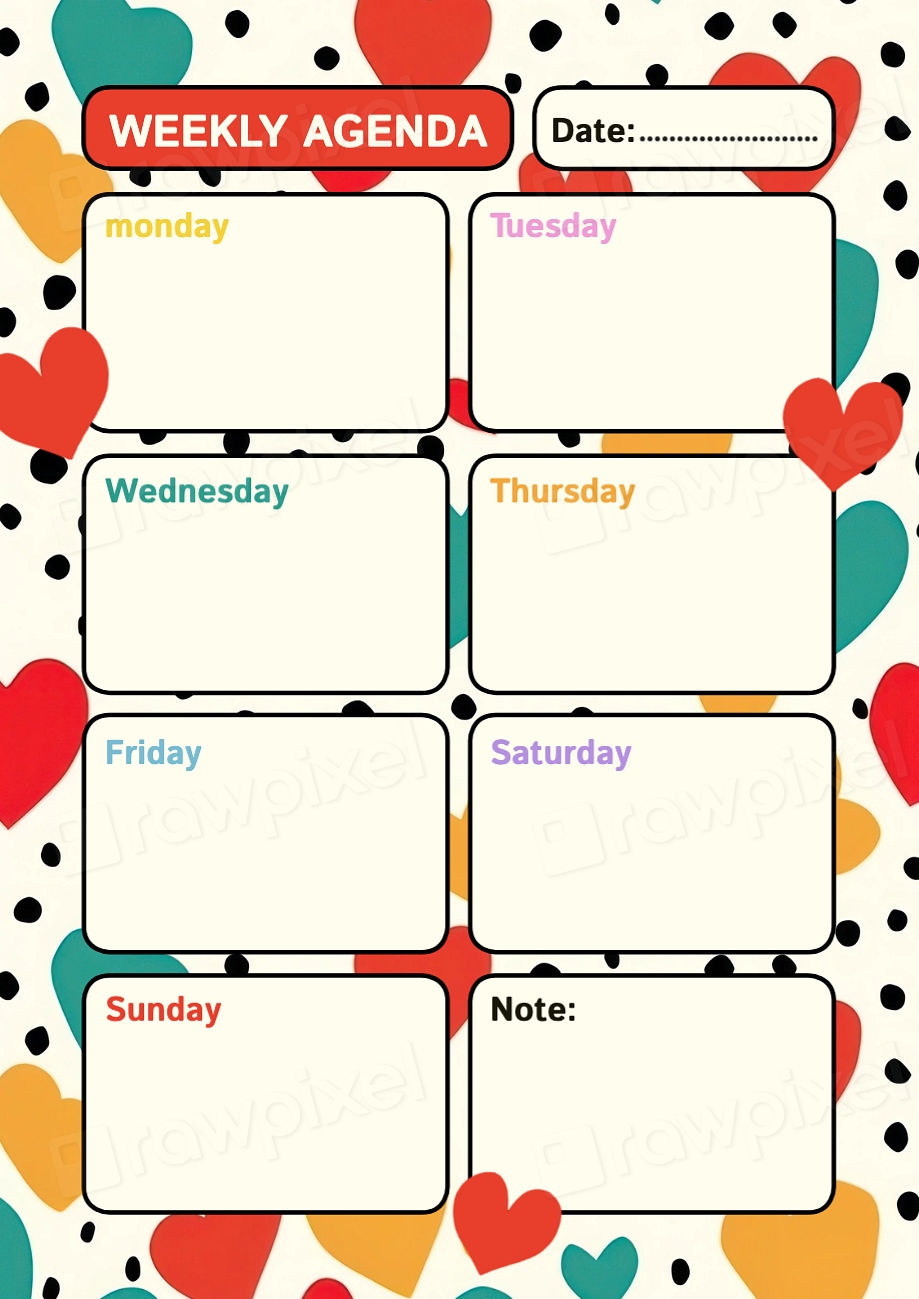 Weekly agenda planner template | Premium Editable Template - rawpixel