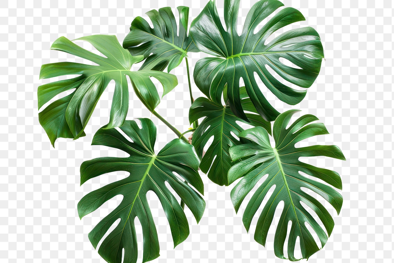 Lush Tropical Monstera Leaf Cluster Free Png Rawpixel