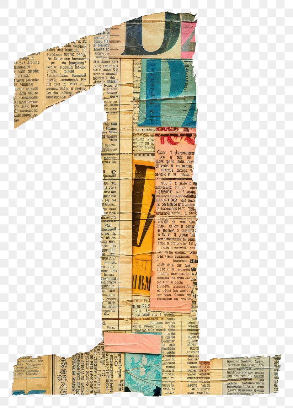 Letter number 1 paper collage | Premium PNG - rawpixel