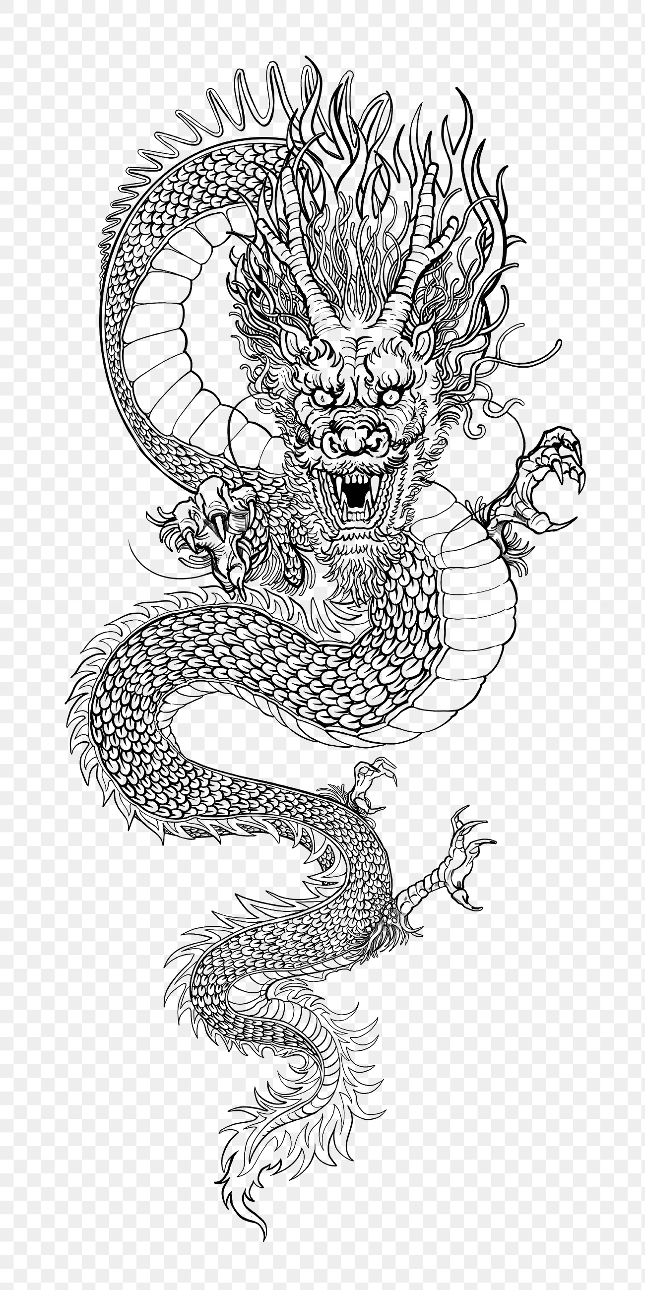 Ancient Chinese Dragon Png Sticker, 