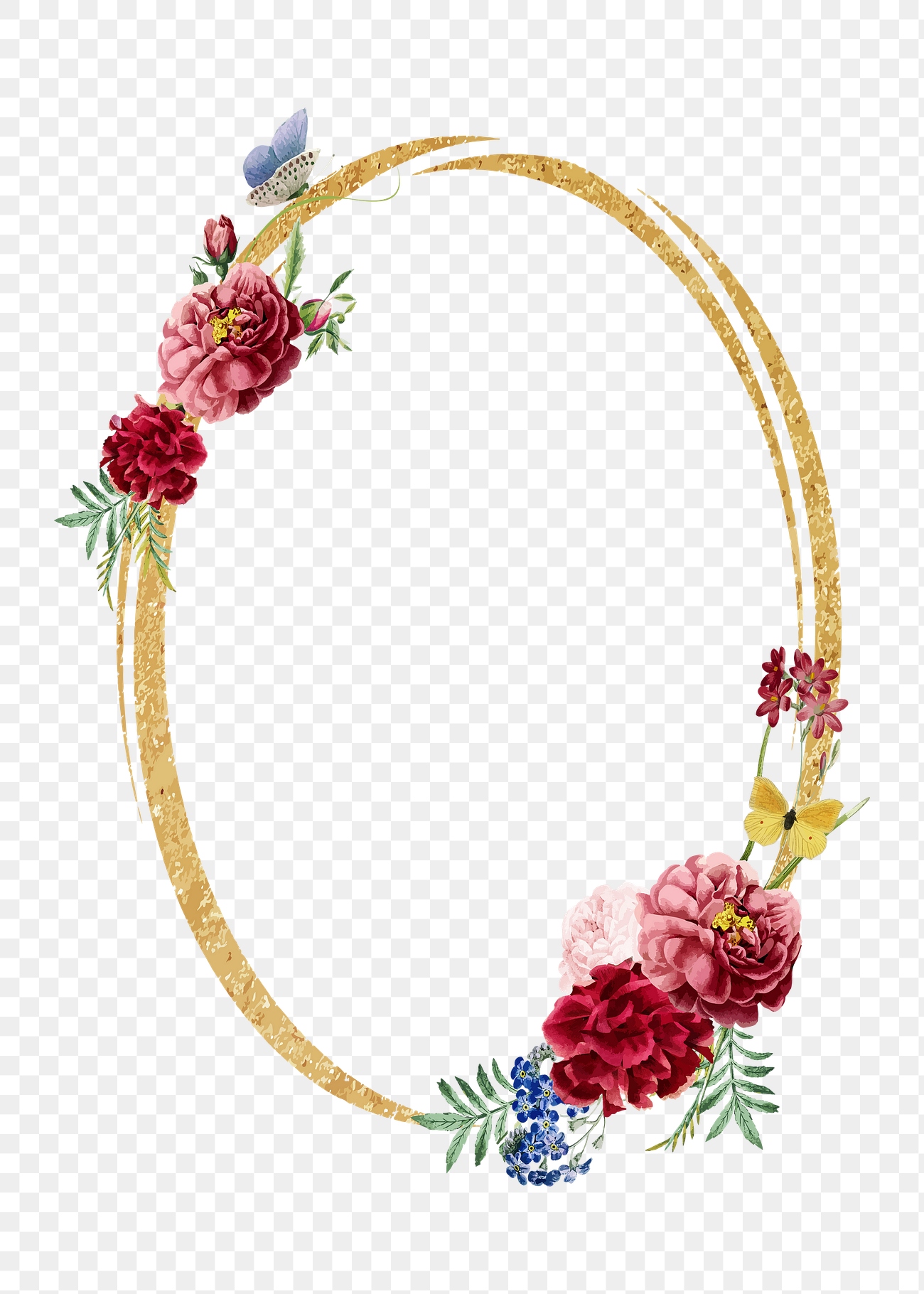 Flower gold png frame, transparent | Premium PNG - rawpixel