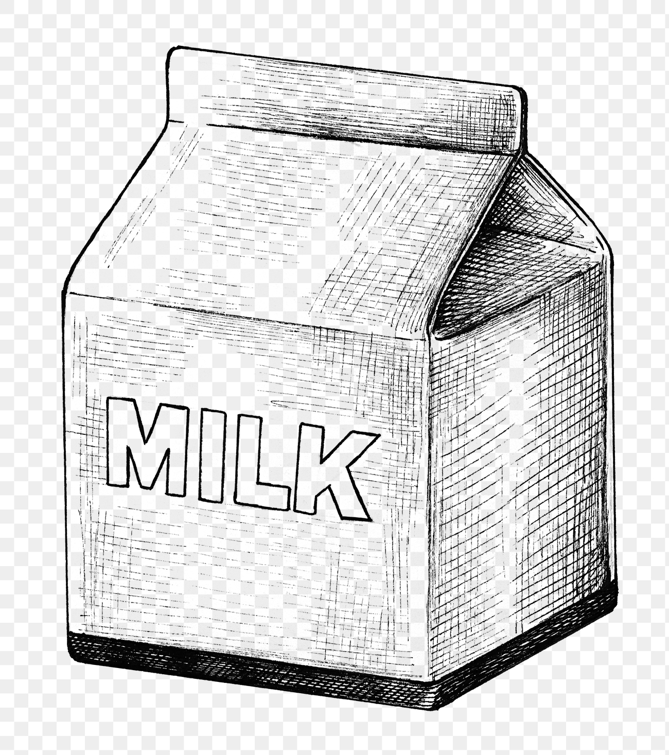 Hand drawn small carton of milk Free PNG Sticker rawpixel