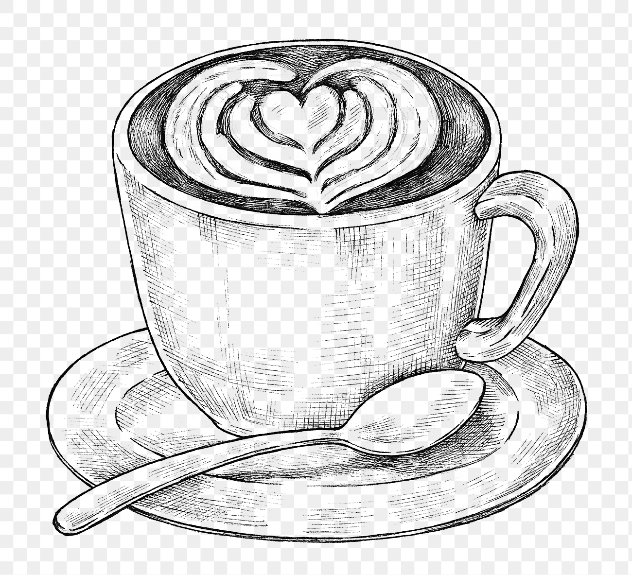 Hand drawn latte art drink | Free PNG Sticker - rawpixel
