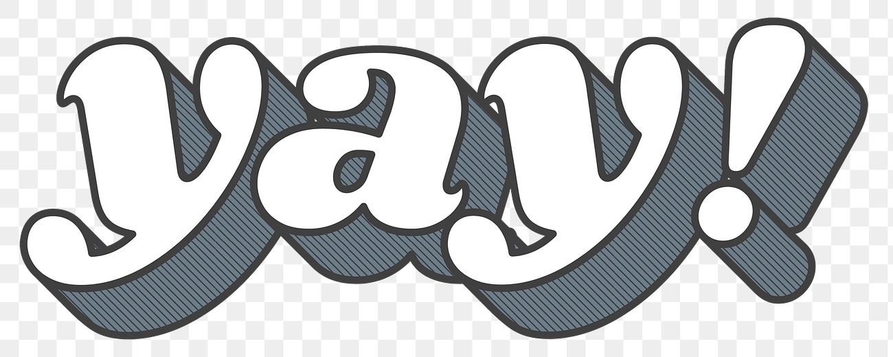 Yay! word png retro typography Free PNG Sticker rawpixel