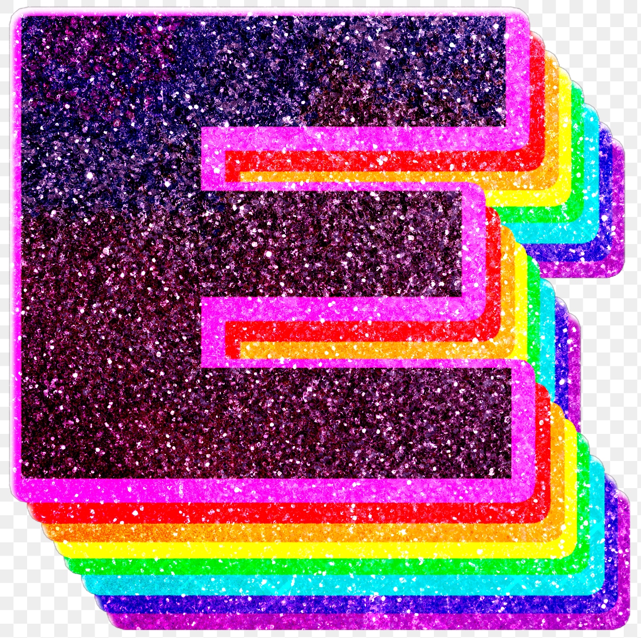 E letter layered rainbow glitter | Free PNG Sticker - rawpixel