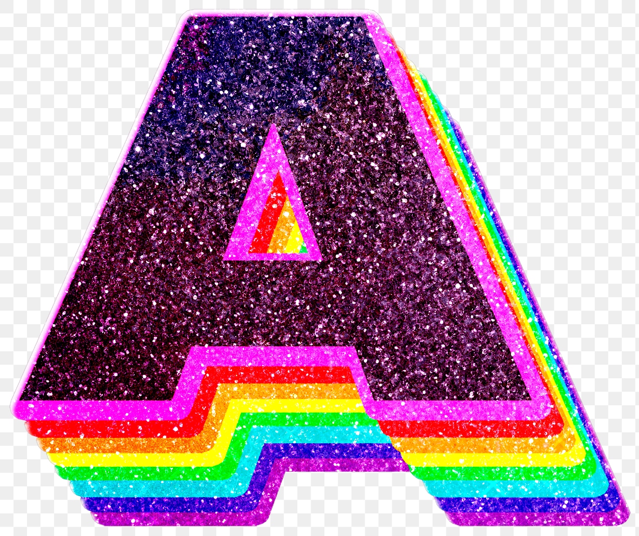 A letter layered rainbow glitter | Free PNG - rawpixel