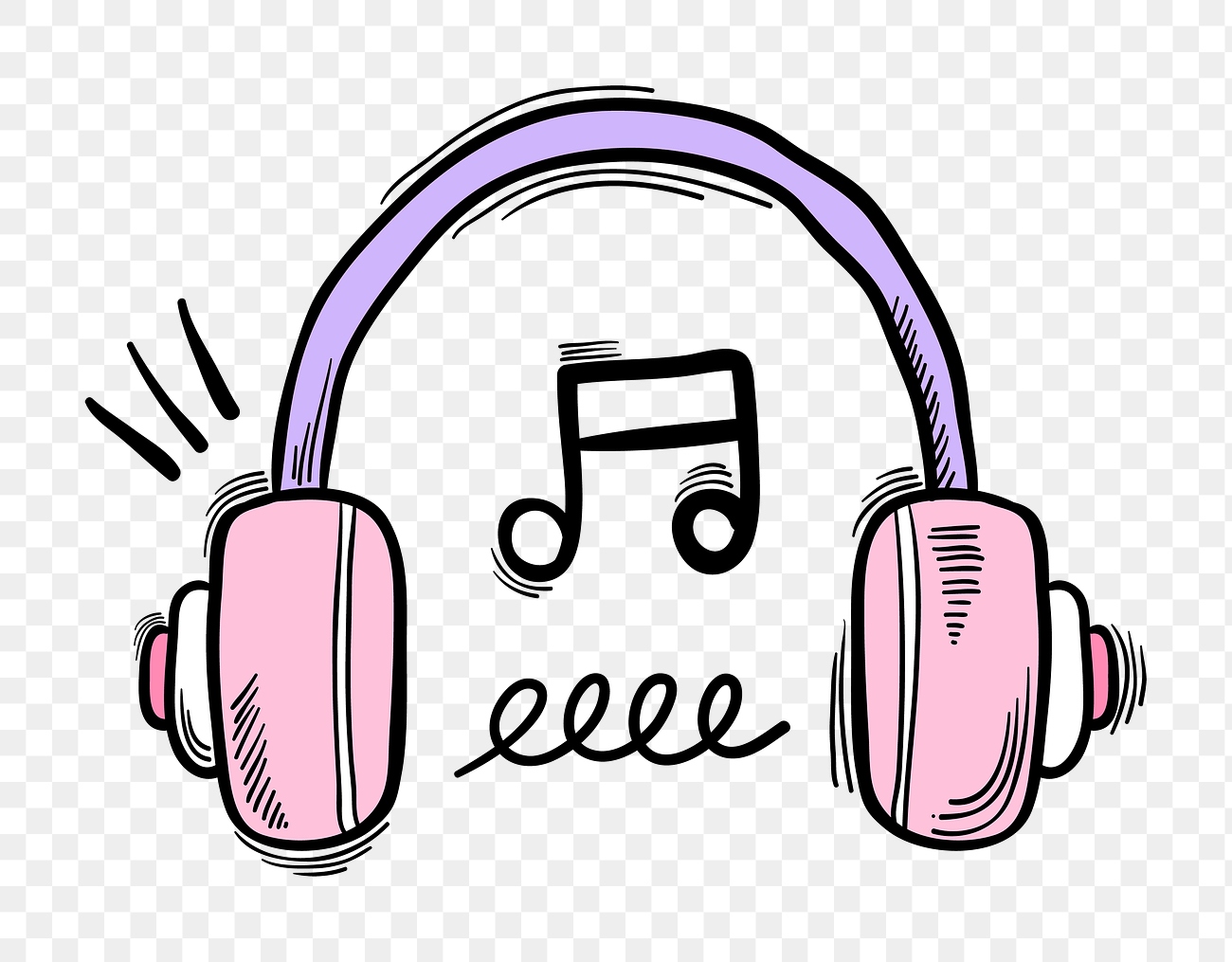 Png headphones pastel doodle cartoon Free PNG Sticker rawpixel