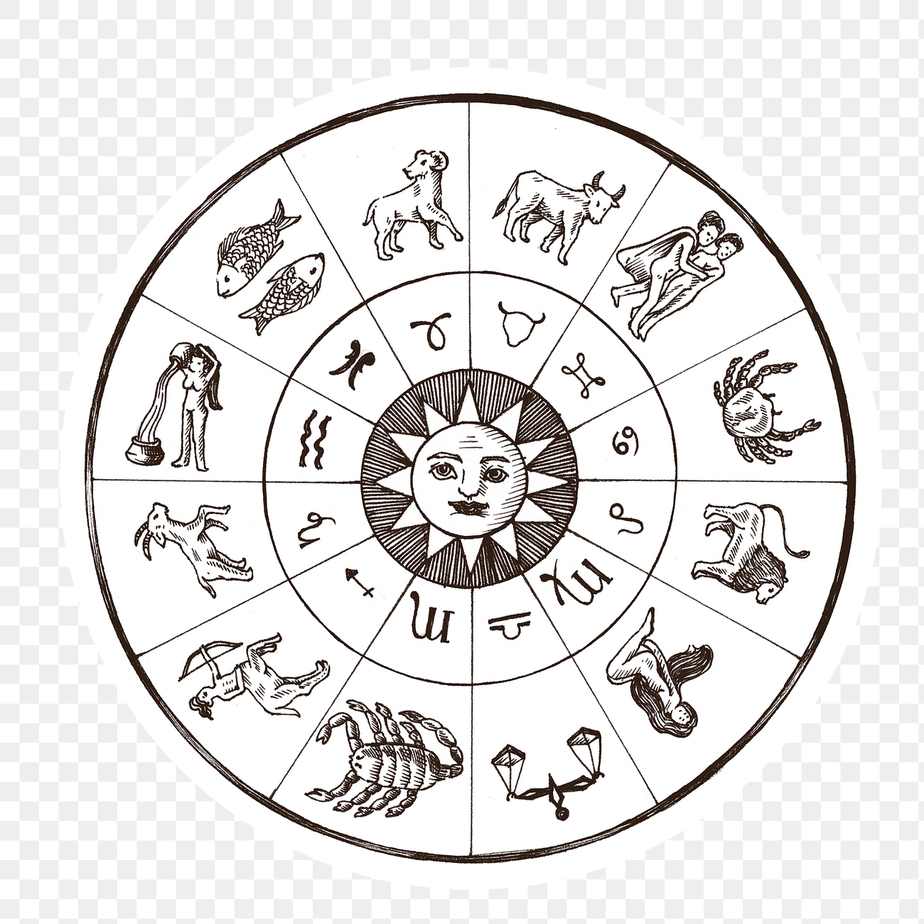 Hand drawn horoscope sign circle | Premium PNG Sticker - rawpixel