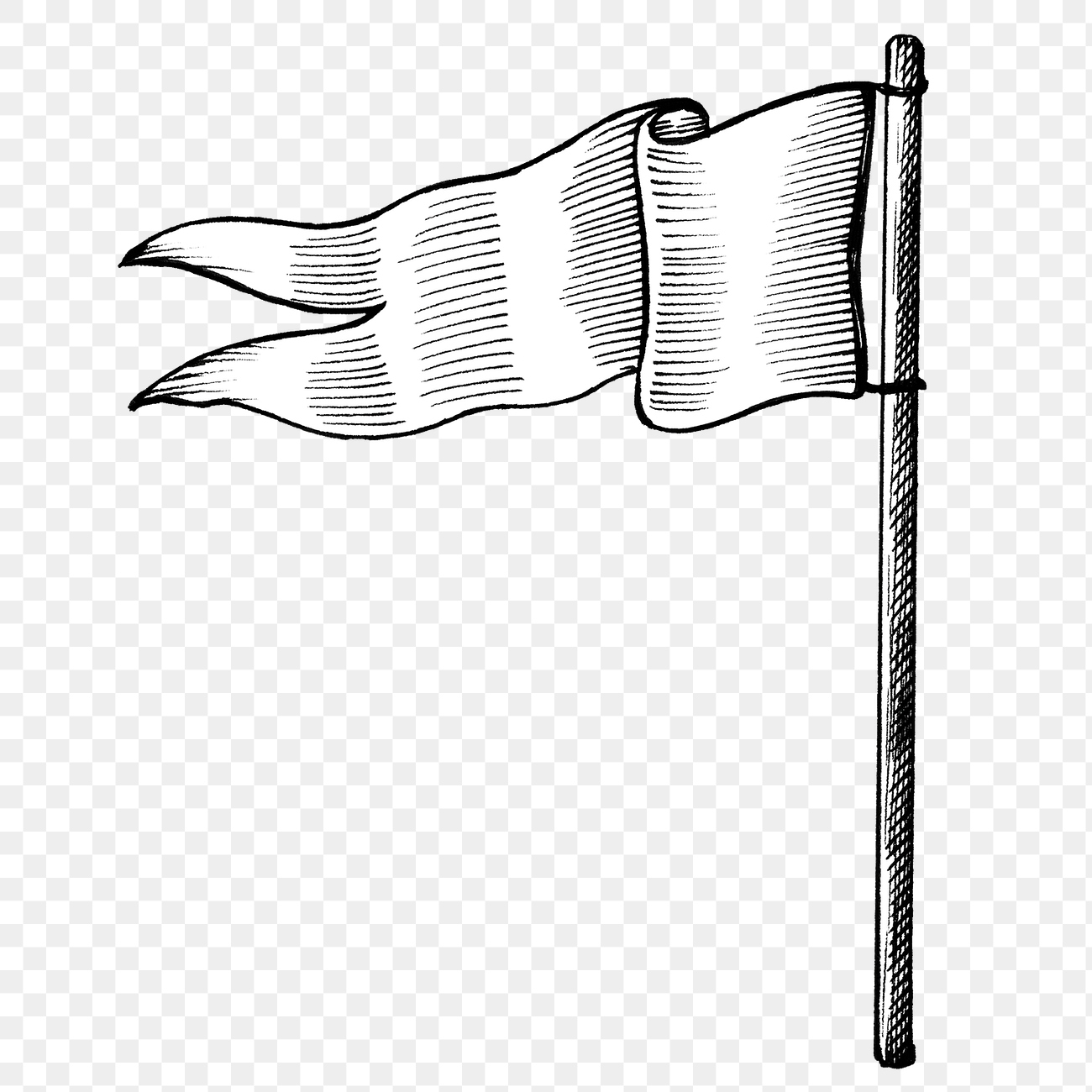Hand drawn white flag design Free PNG Sticker rawpixel