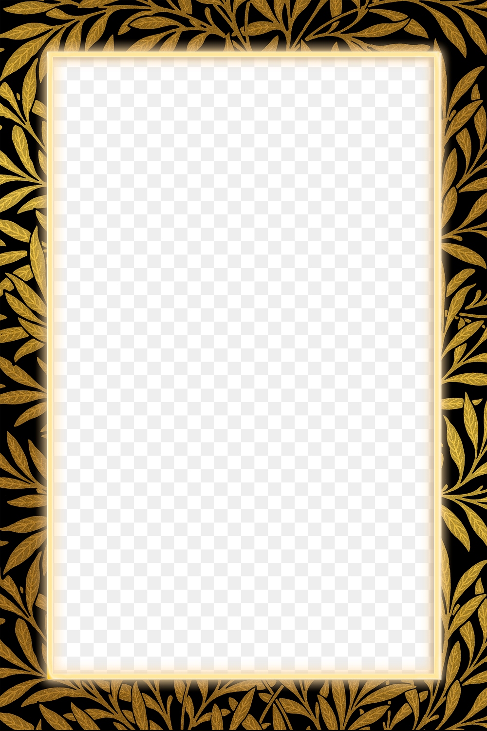 Floral golden frame pattern png | Premium PNG - rawpixel