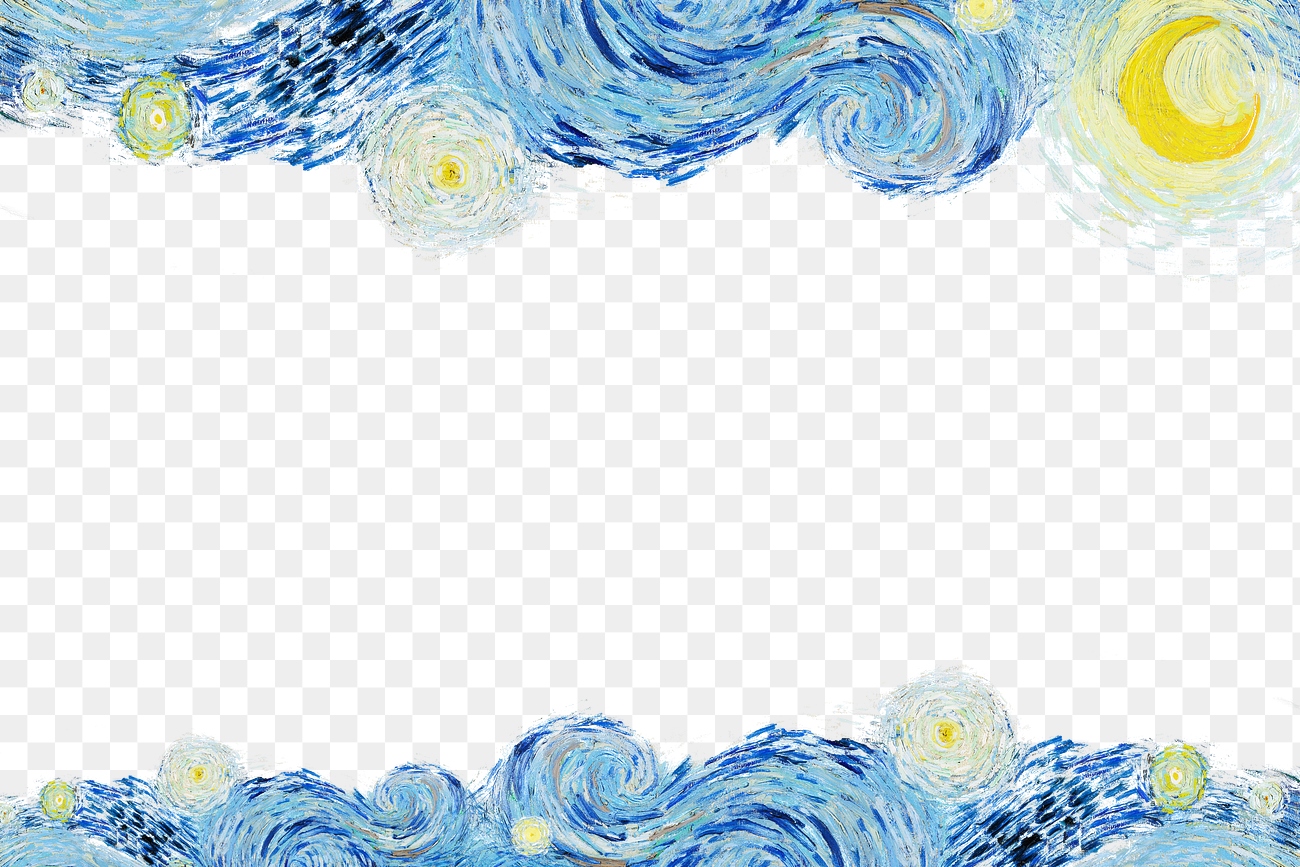 Starry Night png border, Van Premium PNG rawpixel
