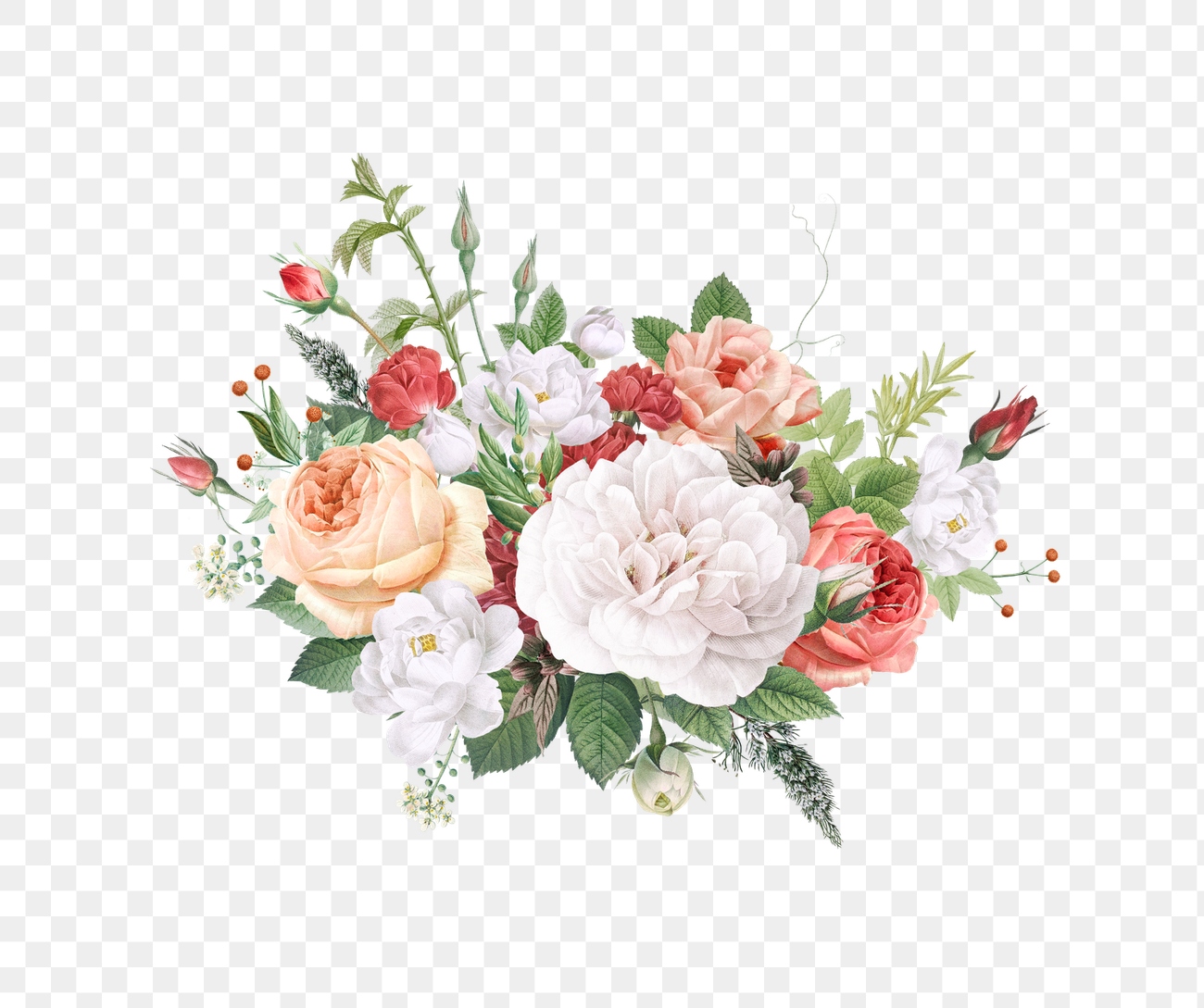 Vintage colorful flowers design transparent | Premium PNG Sticker ...