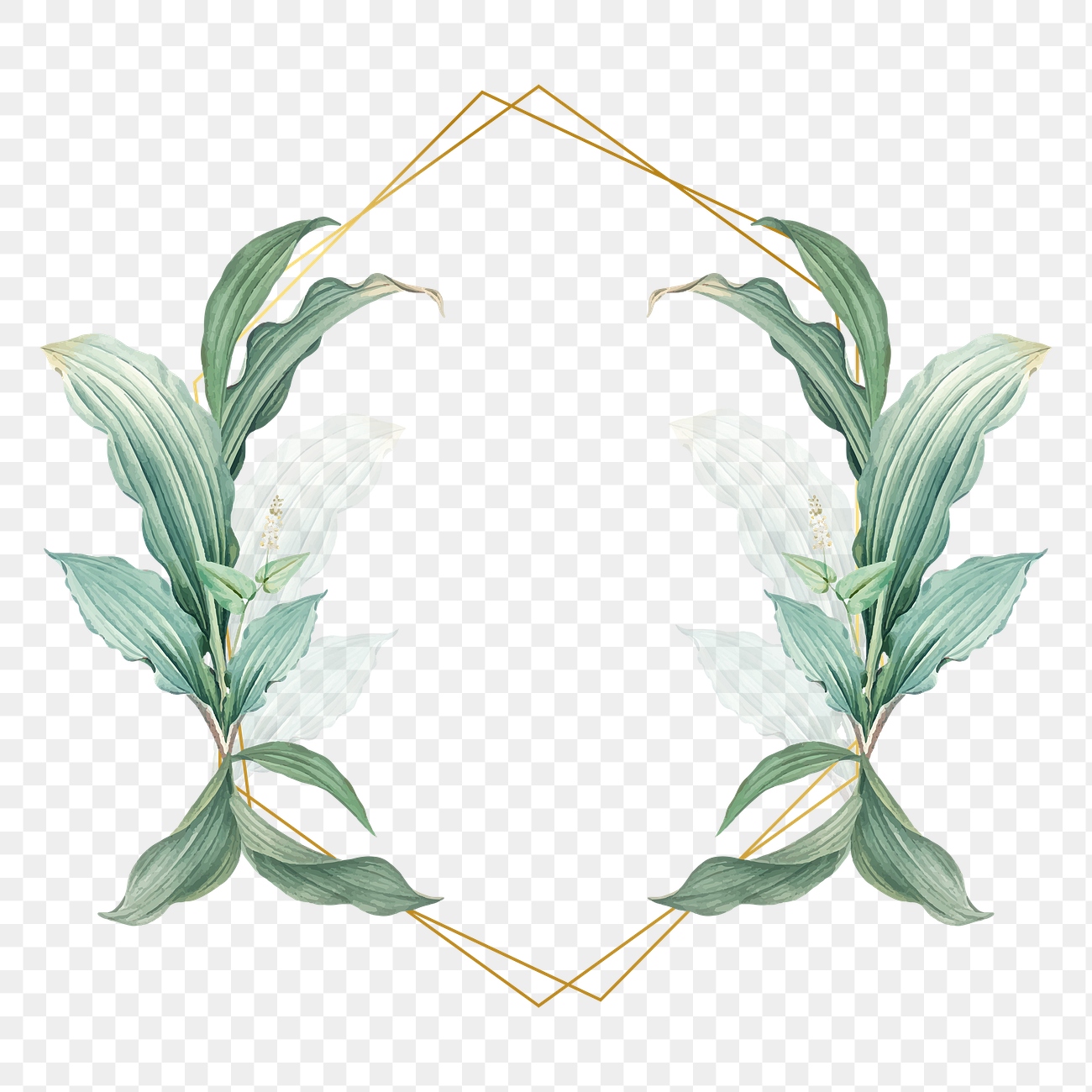 Empty Frame Green Leaves Design 