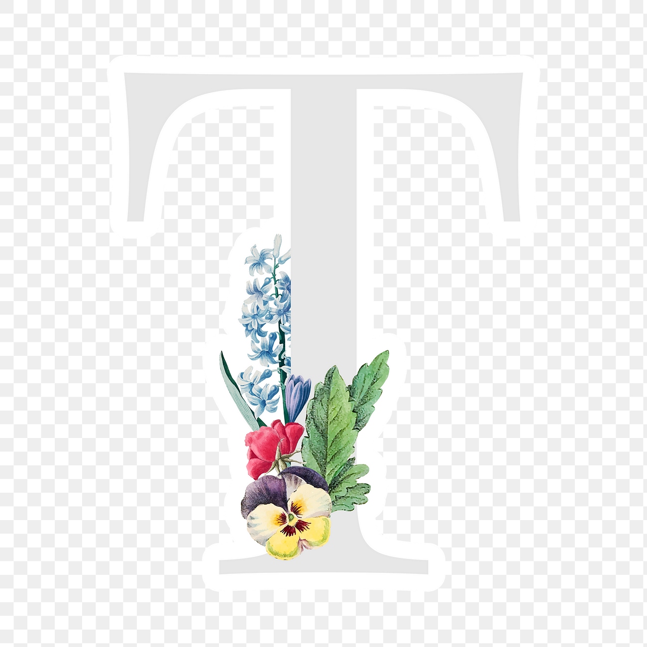 Flower Decorated Capital Letter T 